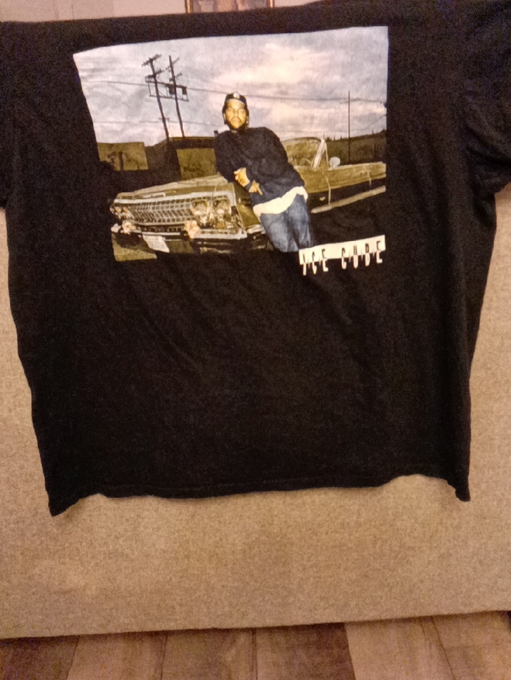 Black Graphic Short Sleeve Tee with Photo Print